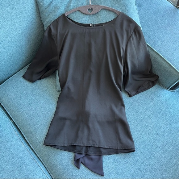 Ann Taylor Blouse Size XS Black Tie-back with Blue colour block. GUC - Picture 1 of 9